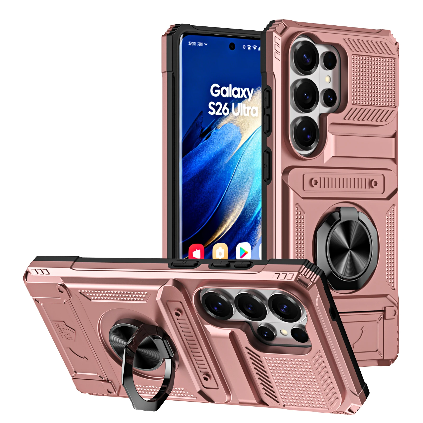 Shockproof Card Case for Samsung Galaxy S26 Ultra S23 S25 Edge S24 FE A56 A37 A17 Holder Wallet Slot Flip Hidden Pocket Cover