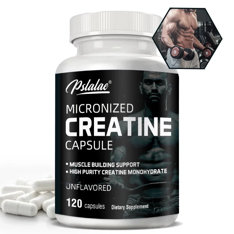 Micronized Creatine Capsules - Muscle Supplement for Men, Non-GMO, Gluten and Soy Free