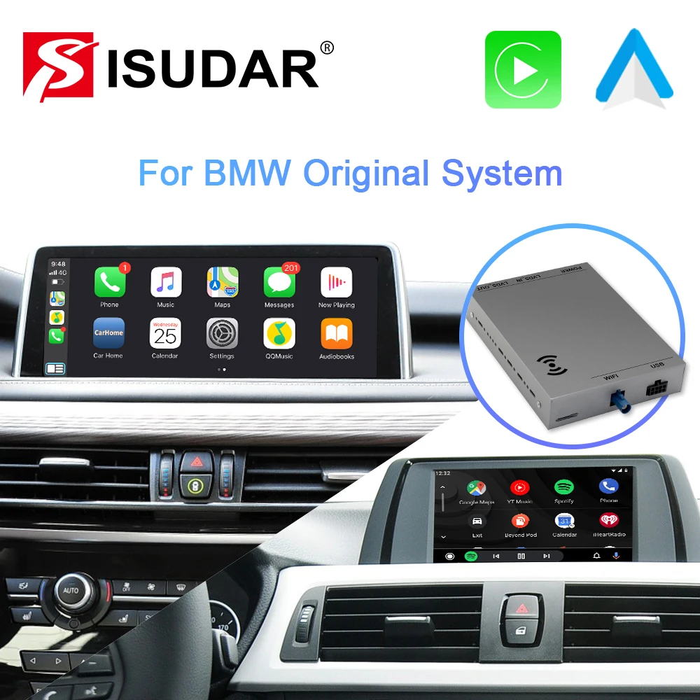 ISUDAR беспроводной Carplay Android автоматический модуль AI Box для BMW F10 F20 F30 E60 E70 E81 E90 X1 X3 X5 X6