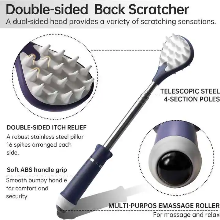 Extendable Retractable Telescoping Back Itch Relief Scratcher With Ball Massage Back Scratch Tool Portable Point Massage Stick