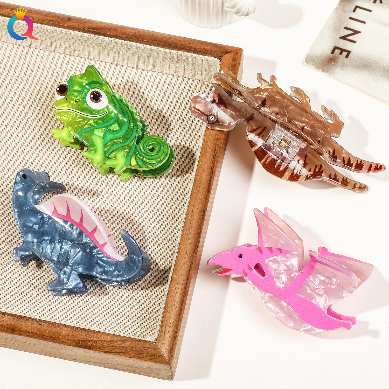 Pascal Rapunzel Lizard Hair Clip Acrylic Cartoon Dinosaur Hair Clip Cute Plate Grab Girls Shark Accessories hair accessories,hair clips