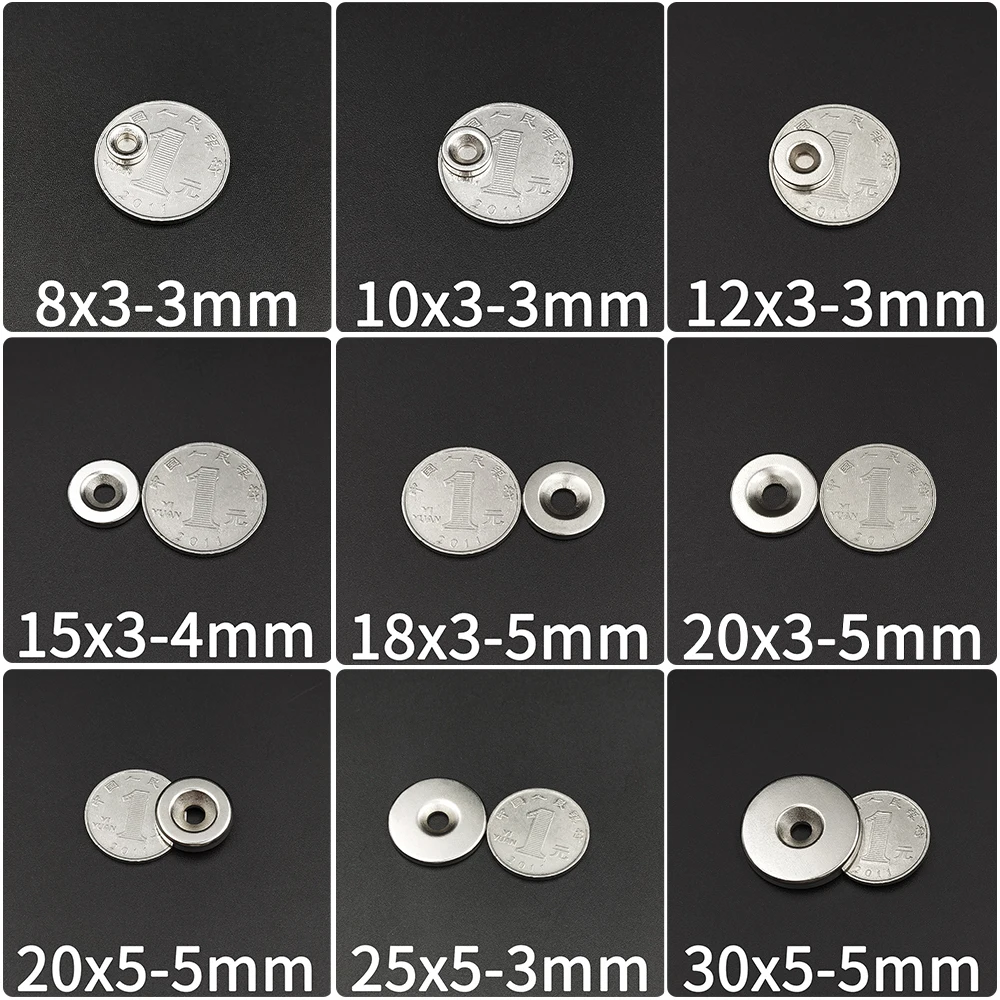 Neodymium Magnets Super Strong Neodymium Magnets 8/10/12/15/20/25/30mm x3/4/5/6mm Small Circular Round Magnet with Screw Hole in center