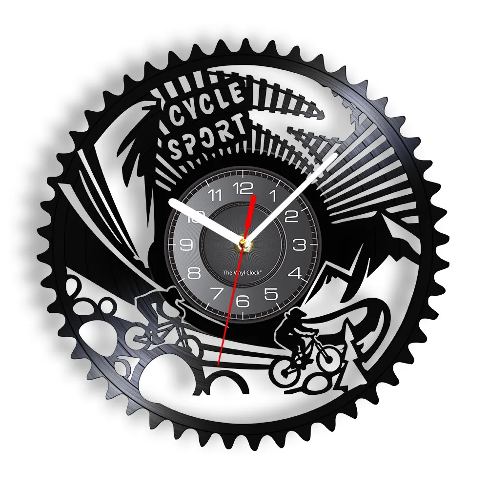 

Mountain Biking Cyclists & Bike Riders Vinyl Record Wall Clock Gears Cycle Sport Retro Handicraft Art Music Album Longplay Clock