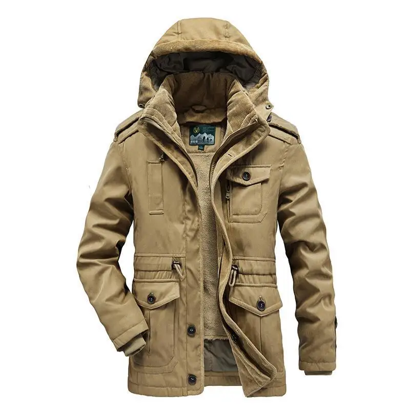 Men's Coat Autumn and Winter New Casual Multi Size Solid Color Detachable Down Jacket Cotton Jacket