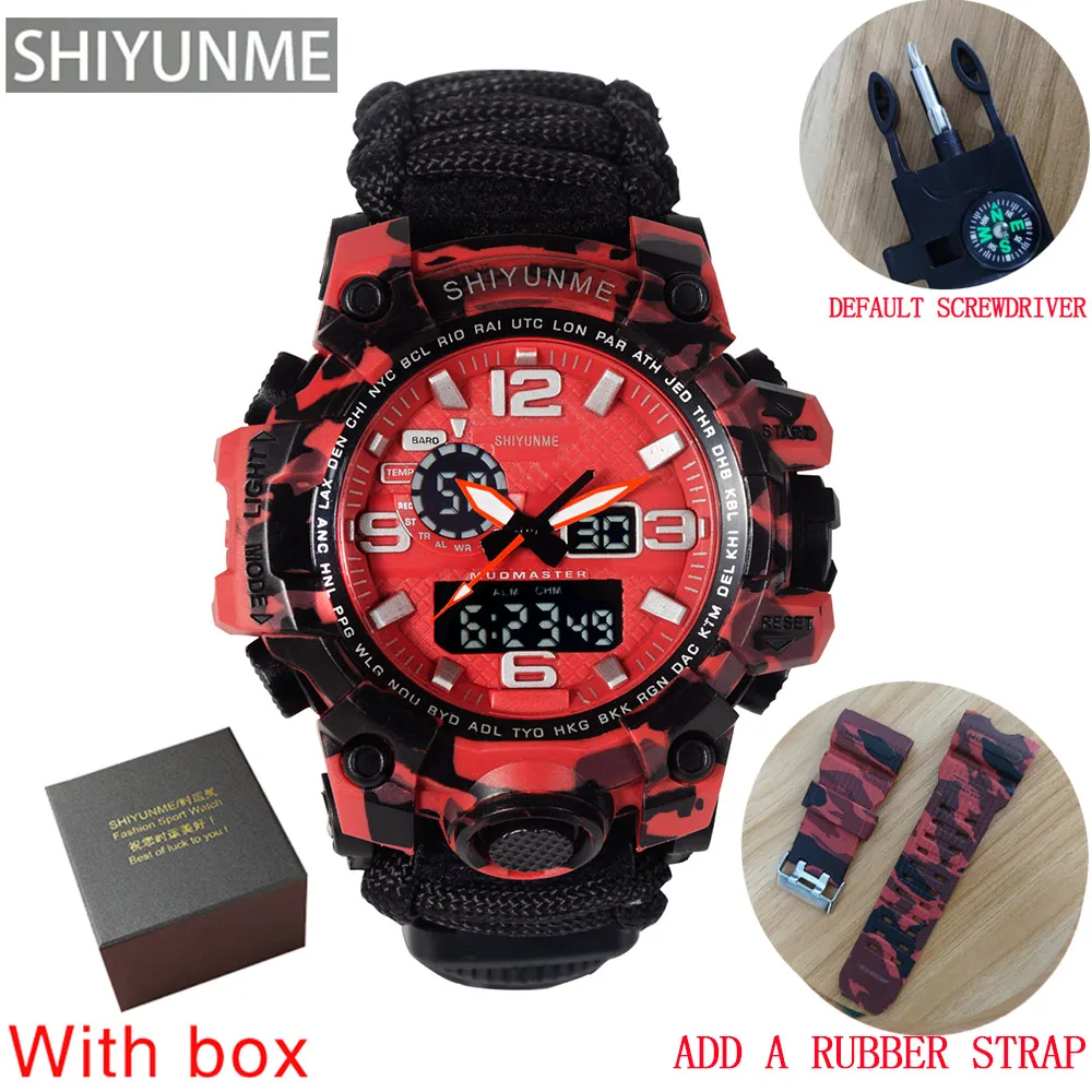 Men Camouflage Military Sports Digital Watches Compass Outdoor Survival Multi-function Waterproof Men's Watch Relogio Masculino 