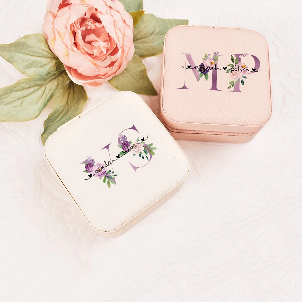 

Personalised Name Travel Jewellery Box Girls Jewelry Organizer Bridesmaid Proposal Custom Name Girls Gift Idea for Christmas