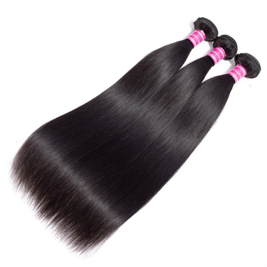 Human Hair Bundles Brazilian Raw Straight Hair Bundles 3 Pieces 16-30 Inch Remy Extensions For Women