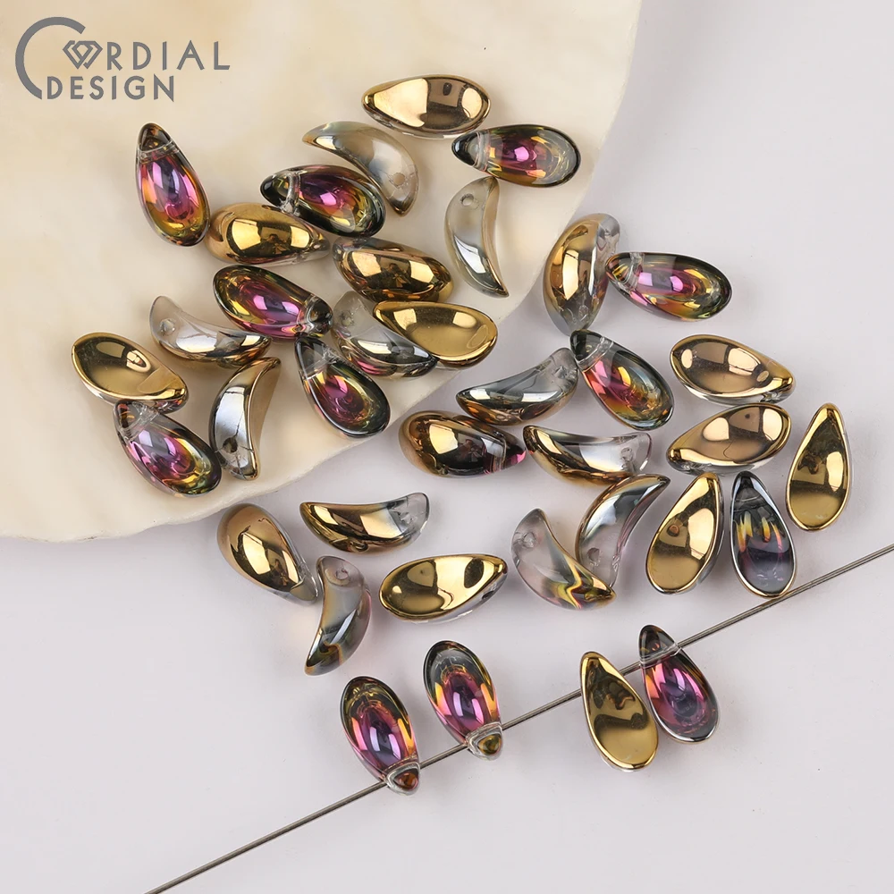 Cordial Design 6*13MM 400pcs Beads Making/Aurora Effect/DIY Glass Bead/Hand Made/Petal Shape/Jewelry Findings & Components - cordial