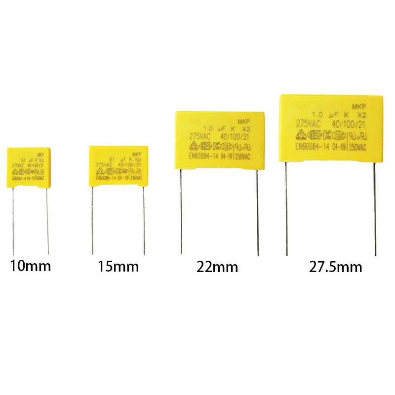 Condensador de película de polipropileno, 10 piezas, 275VAC, X2, 0,01, 0,1, 0,15, 0.022, 0,22, 0,33, 0,47, 0,56 uf, 0,68 K, 1uf