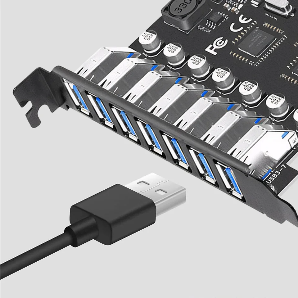 7 Port USB 3.0 PCIe Expansion Card Adapter
