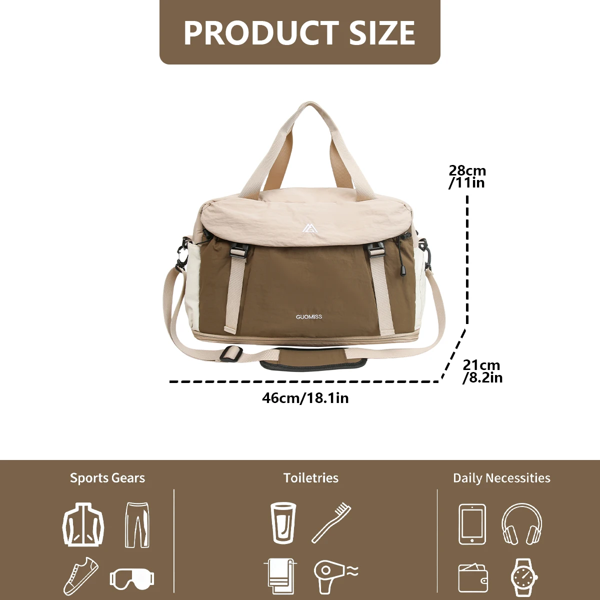 Men's Lightweight Travel Bag, Short-Distance Large-Capacity Luggage Bag, Women's Dry and Wet Separation Portable Fashion Bag for Business Trips, Sports and Mountaineering