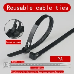 Reusable Plastic Cable Zip Ties with Slipknot Design - 50/100 Pack (Black - 100pcs)