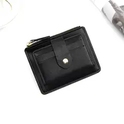 Luxury Slim Leather Wallet with Coin Pocket - Elegant Card Holder (Black)