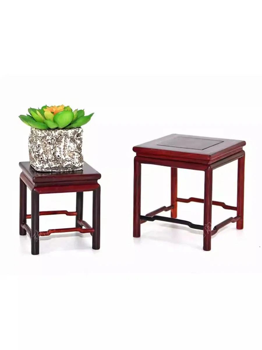 Sour Branch Wooden Ming Style Small Flower Rack, strange Stone Flower Bonsai, Succulent Plant Rack, Square Solid Wood Base