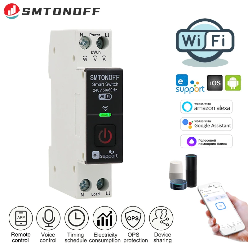 SMTONOFF eWeLink Smart Switch with Power energy Monitoring Timer Switch App Monitoring Current Voltage Consumption