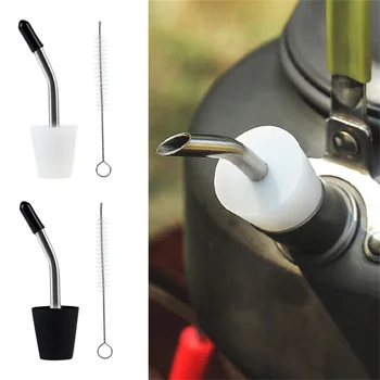 Camping Kettle Spout Outdoor Cooking Portable Hand Drip Coffee Filter Extension Tube Spouts With Clean Brush Conversion Nozzle
