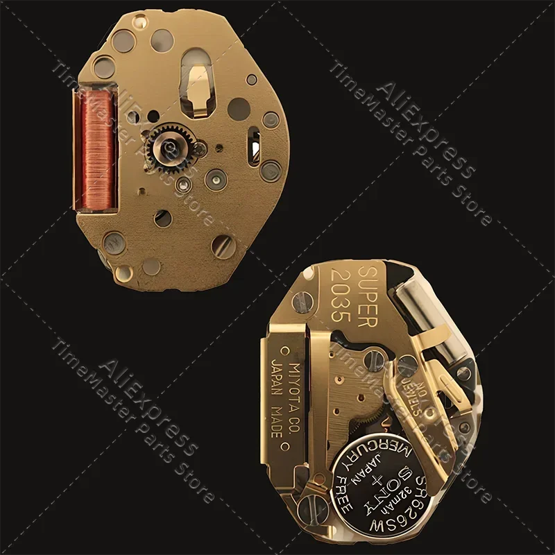New Miyota Super 2035 Quartz Movement Golden Hand Precision