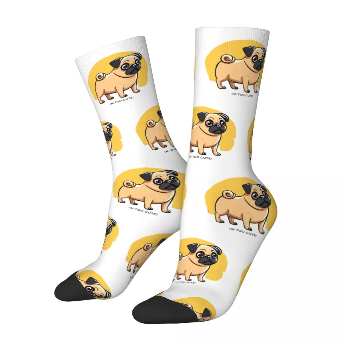 

Too Cute Pug Dog Merch Socks Breathable Skateboard Long Stockings Cotton for Women's Wonderful Gifts