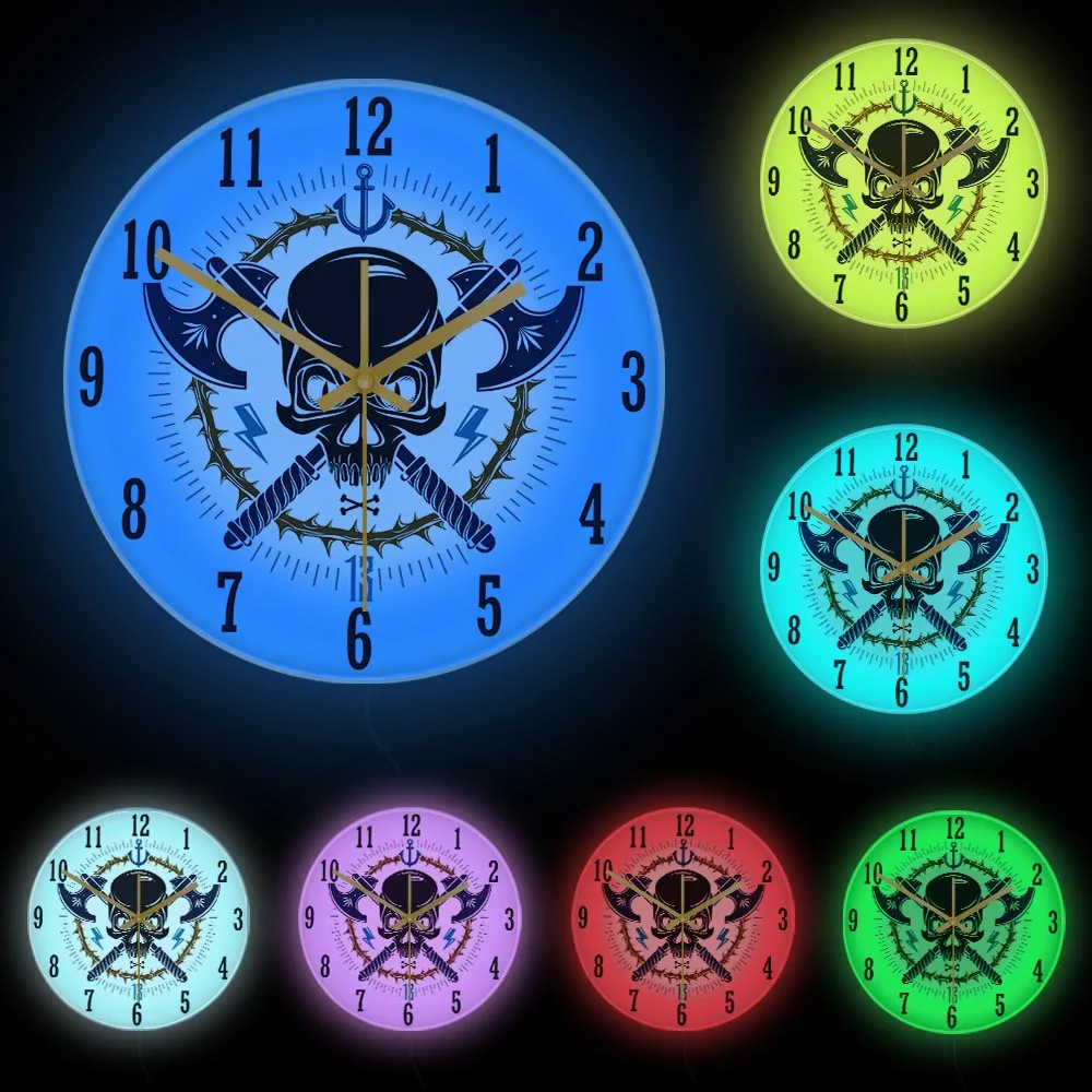 Aggressive Skull Pirate Emblem Modern Wall Clock Vintage Style Jolly Roger  Home Decor Tattoo Dead Head Silent Swept Wall Watch - Wall Clocks -  AliExpress