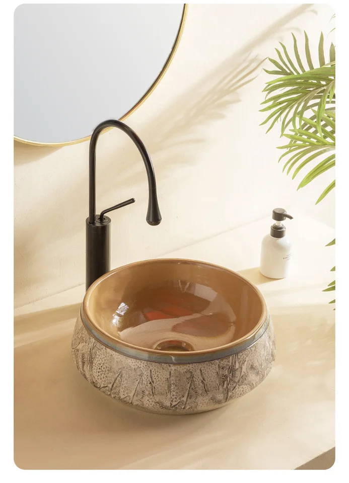 \"台上盆 飛散防止水 セラミック洗面器 トイレ、アート、レトロ 洗面 台\" 台上盆 飛散防止水 セラミック洗面器 トイレ、アート、レトロ 洗面 台