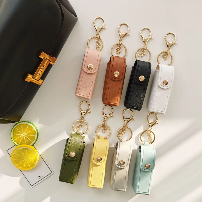 1PC Mini PU Leather Portable Key Bag Lipstick Travel Cosmetics Storage Bag Lip Balm Keychain Holder Protective Cover storage bag makeup organizer cosmetic bag cosmetic storage bag makeup bag cosmetic case product storage bag