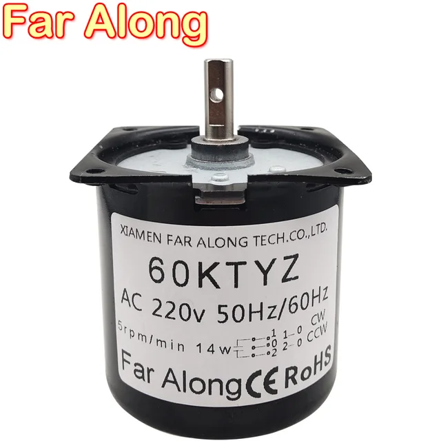CHANCS 60KTYZ Motoréducteur Synchrone à Aimants Permanents 24V AC 14W 60rpm Cw Ccw Mini Reducteur Electrique Pour Equipement De Barbecue