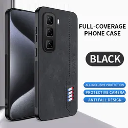 Premium PU Leather Protective Back Cover Case for Infinix Hot 40 Pro (Black)