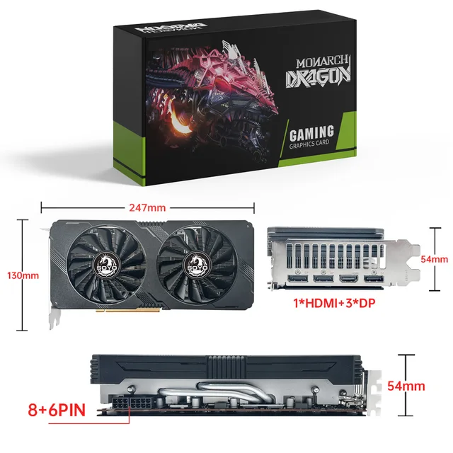 SOYO AMD Radeon RX5700XT 8GB Gaming Graphics Card GDDR6 Memory 256Bit PCIEx16 4.0 for Desktop Computer Video Cards RX 5700XT 2