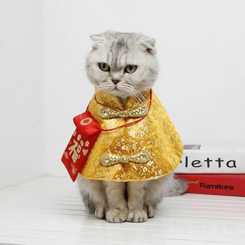 

Новогодняя накидка для домашних животных, кошек, женская одежда, костюм китайской династии Тан, платье для щенка, французская яркость, Прямая поставка