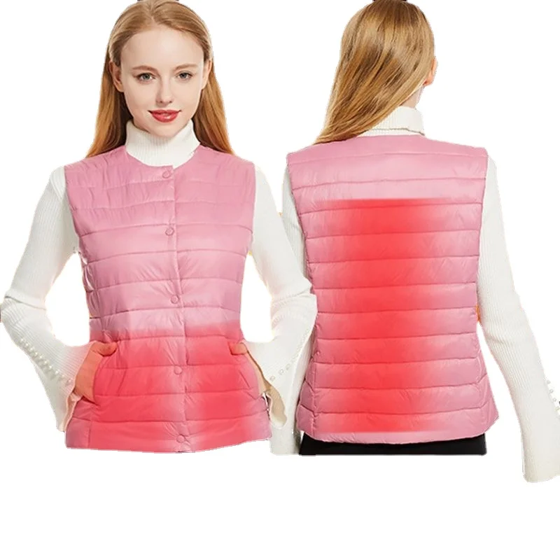 Women's fashion hot vest vest multifunctional collar thin eiderdown vest intelligent constant temperature heating clothing умный матрас с водяным подогревом xiaomi 8h intelligent constant temperature water heating pad 1 8mх2m w1