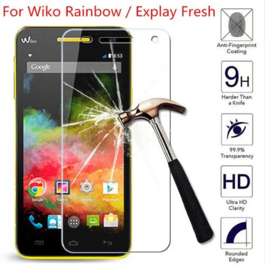 2Pcs For Wiko Rainbow / Explay Fresh 5.0 Inch Tempered Glass Screen Protector 0.26Mm Front Premium Protective Guard Film Case