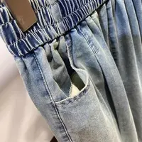 Plus Size 5XL 140kg Summer Autumn Ankle-Length Elastic Pants Wasit Lace Jeans for Woman Big size Jeans Oversized Women Clothes - Image 5