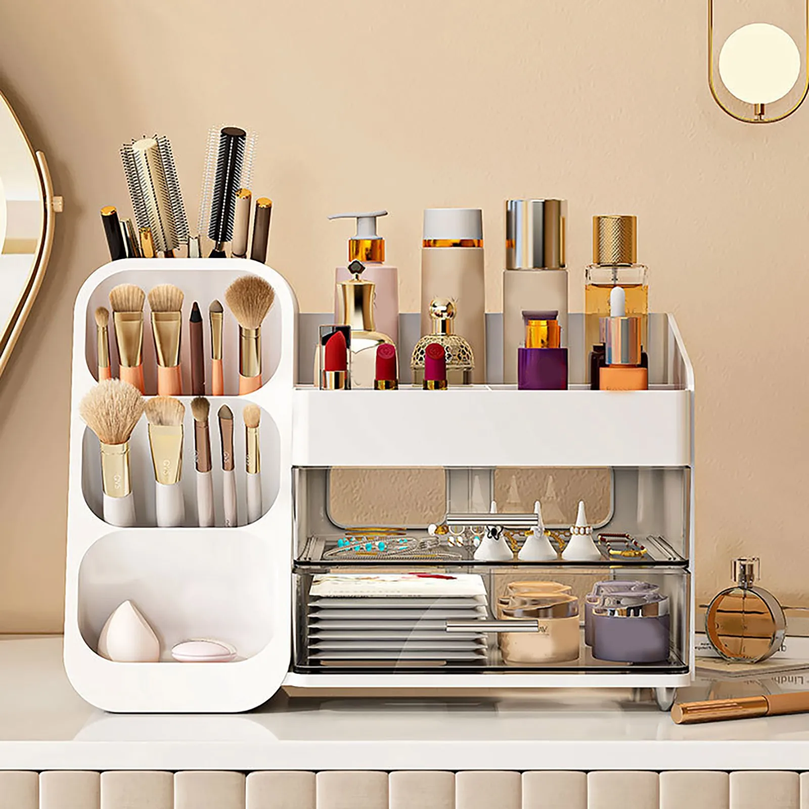 Makeup Organizer With Drawers For Vanity Spacious Cosmetic Display Case Perfect Storage Solution For Your Dishwasher Racks 5