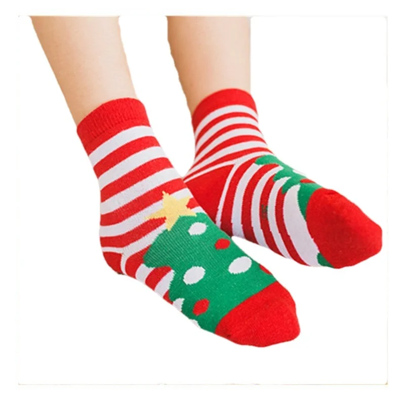 1Pair Merry Christmas Tree Snowman Santa Claus Clothes Autumn Winter Children White Tube Socks for Baby Infant Accessories Stuff