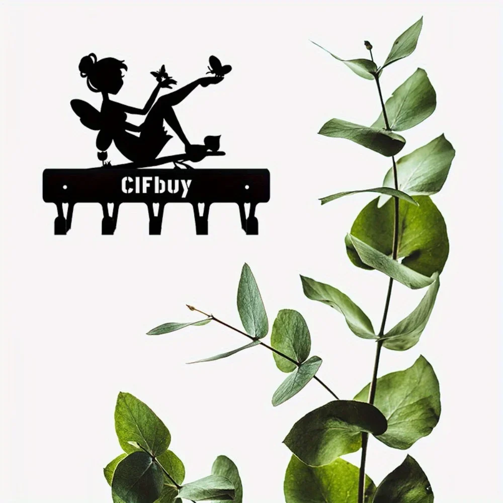 Enhance Your Space with Cute Butterfly Fairy On Branch Steel Silhouette Metal Wall Art-Ideal for Home and Garden Decor