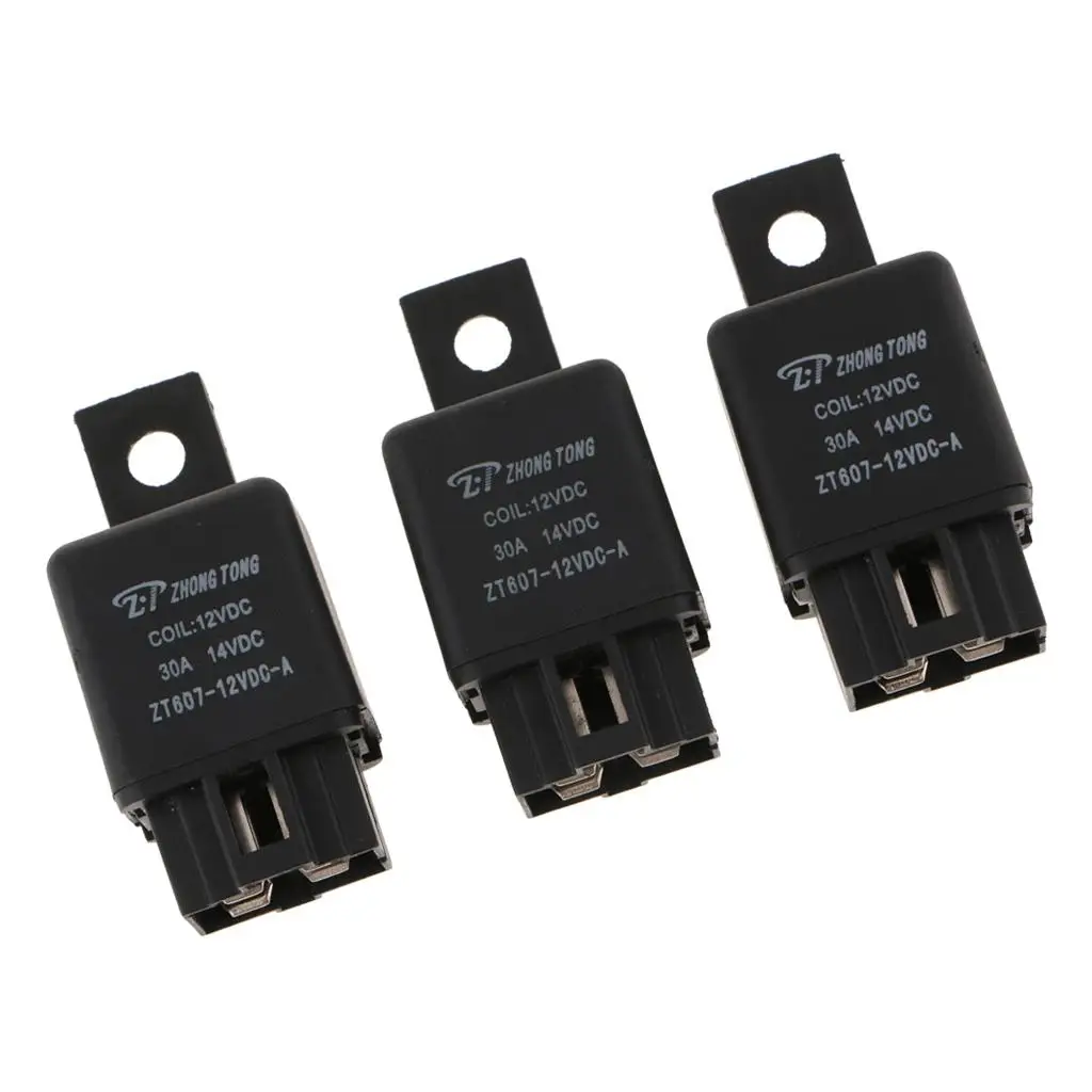 3PCS ZT607 DC12V 30A 4Pin Heavy Duty SPST Relay High Switching Capability 3PCS ZT607 DC12V 30A 4Pin Heavy Duty SPST Relay High Switching Capability