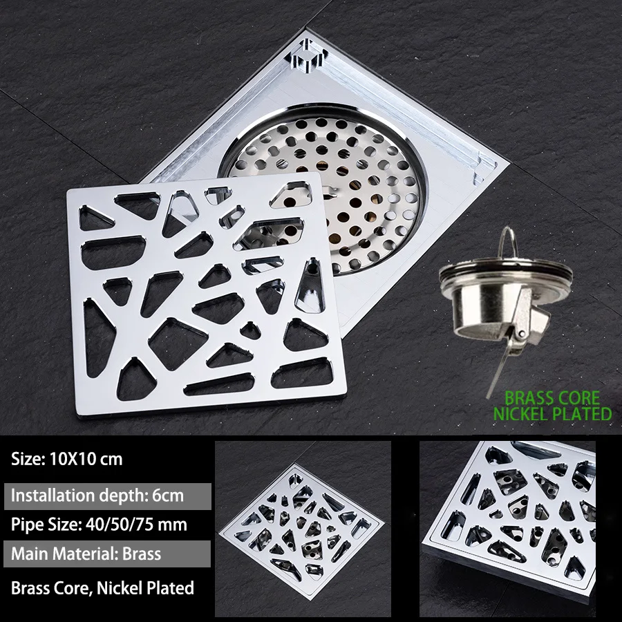 Elegant Brass Floor Drain with Intricate Carvings - Anti-Odor and Insect-Proof Design