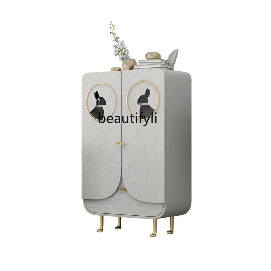 

zqAffordable Luxury Style Curio Cabinet Entrance Rabbit Ears Entrance Cabinet Shoe Cabinet Storage Locker