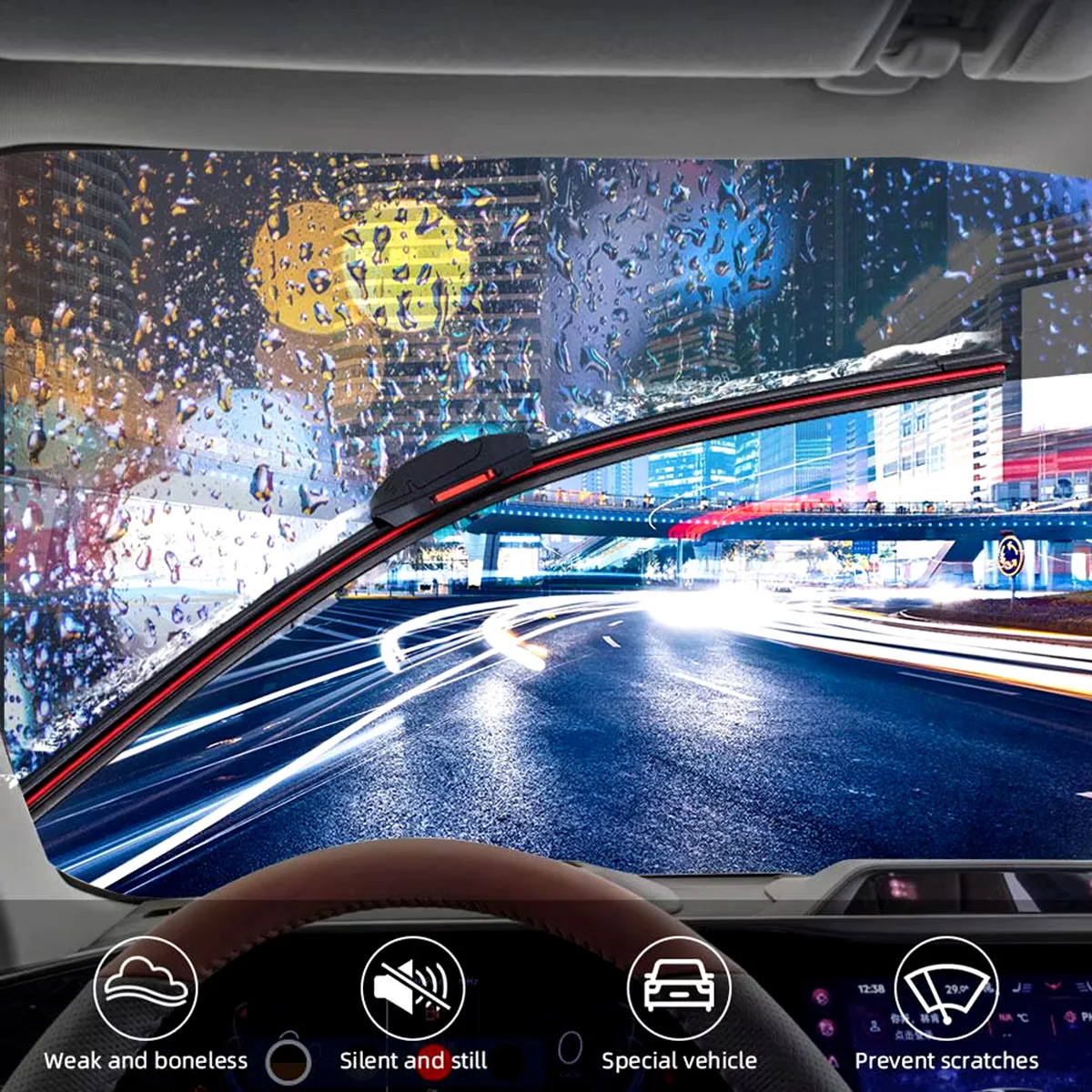 Waterproof Wiper Blade J/U Hook Car Windshield Wiper Blade Dual Rubber Wiper Blade 13 "14" 16 "18" 19 "20" 21 "22" 24 "26" 28“ 5