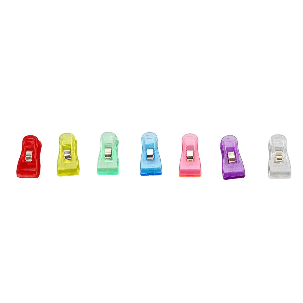 100 Pcs 플라스틱 플라스틱 클립 3.6*1.8cm 다목적 다채로운 투명 플라스틱 클립 투명 다채로운 소형 크기