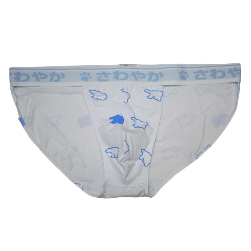 Cute Bear Print Elasticity Briefs, Plus Size Men's Underpants, Gay Bear Proud Underwear, Sexy Cuecas White/Black L XL XXL 3XL 5