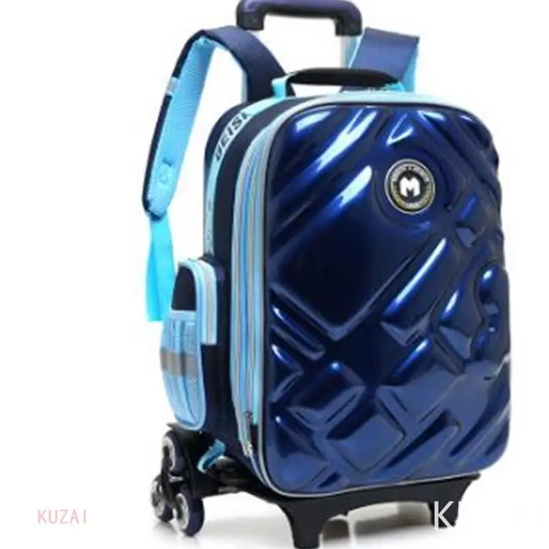 

3D Boy's trolley Bag with wheels for school Kids Rolling Bag on wheels Children's Travel Bag 6 wheels School Trolley Backpack