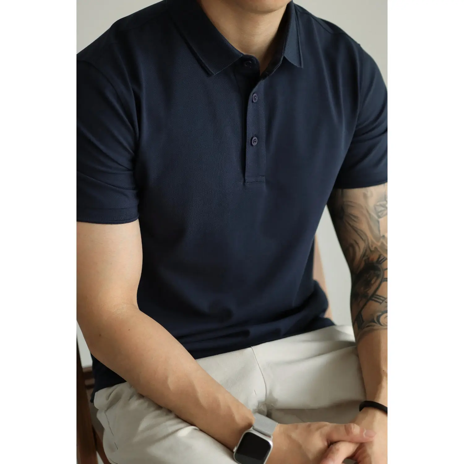 

High Quality 5A Antibacterial Polo Shirt Men Pique Fabric Lapel Business Casual Solid Color Short Sleeve Polo T Shirt for Men