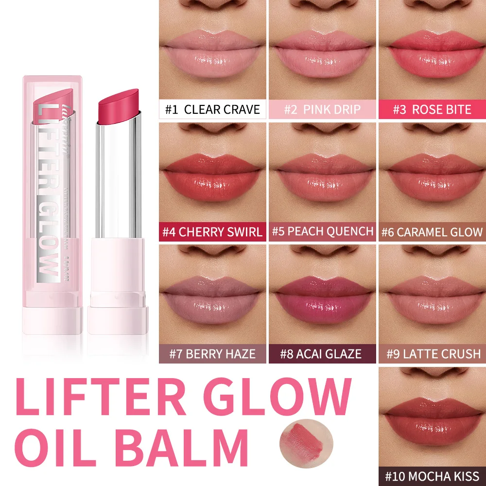 Glossy Hydrating Lip Balm - 24HR Long-Lasting Moisturizing Treatment with Plumping Effect in 10 Shades