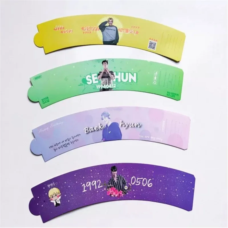 

Customized product Wholesale hot paper cup sleeve kpop event custom design paper coffee cupsleeve with foil glitter reflective l