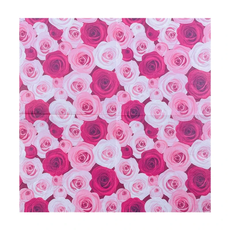 Printed Napkins Square Napkins Red Rose Pink Flower Tissue Paper Paper Napkins Tissue Paper Decoration
