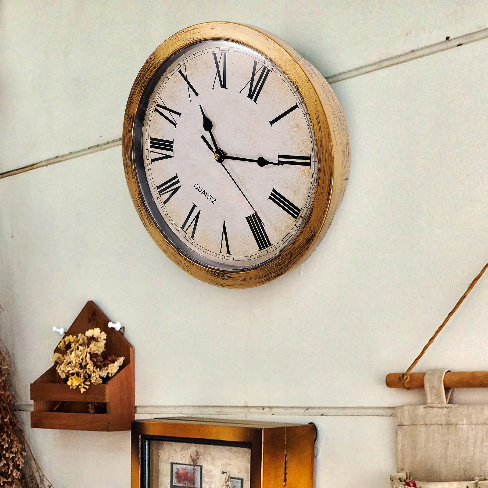 벽걸이 시계 숨김 수납공간 레트로 빈티지 장 시계 (보석, 현금, 신용카드 보관 가능) 가정 및 사무실 안전용