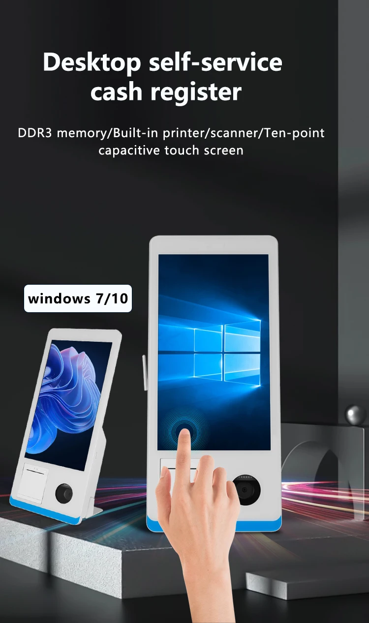 Desktop Self-service 15.6 Inch I5 8+128GB Cash Register 2D QR Scanner & 58mm/80m