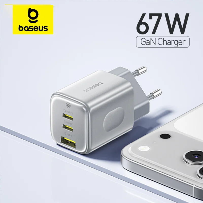 Baseus 67W Fast Charger For iPhone 17 16 15 Xiaomi Samsung PD Charge USB Charger Phone Charger Portable Travel GaN Charger