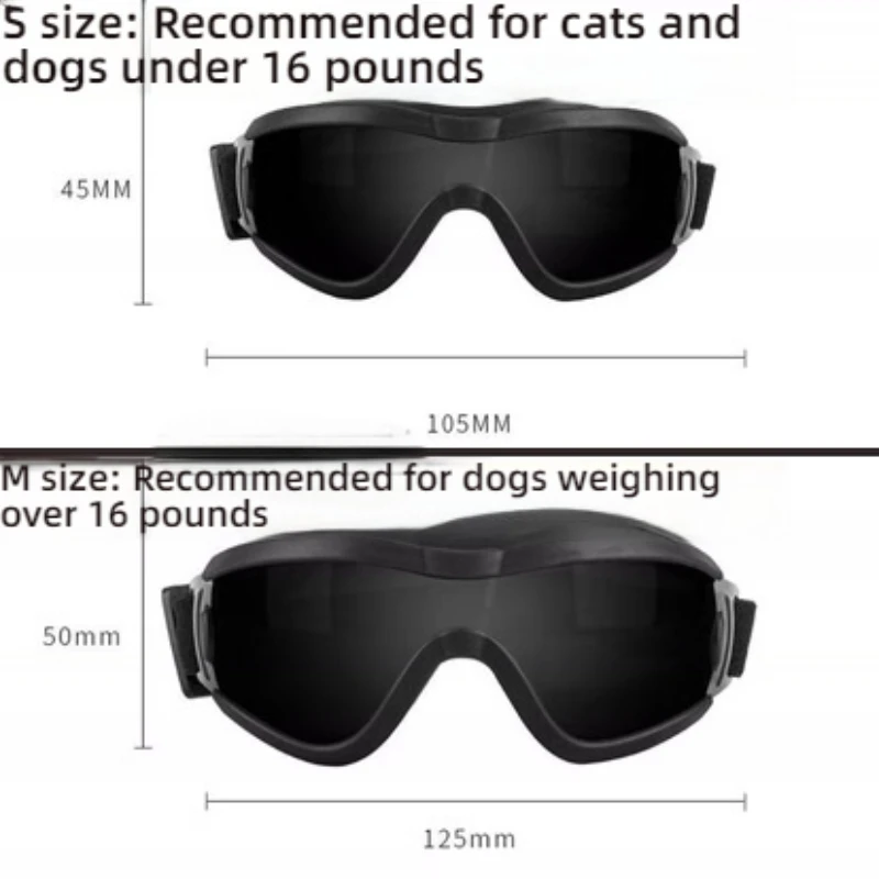 Dog Goggles for Small Breed Dog Sunglasses Dog UV Sunglasses Windproof Soft Frame Adjustable Straps for Small/Medium Dogs Puppy